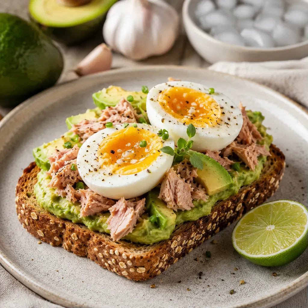 Thon avocat œuf toast