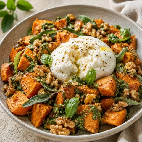 Burrata et patates douces