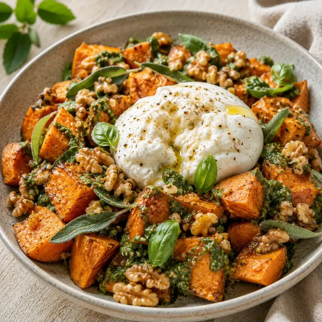 Burrata et patates douces