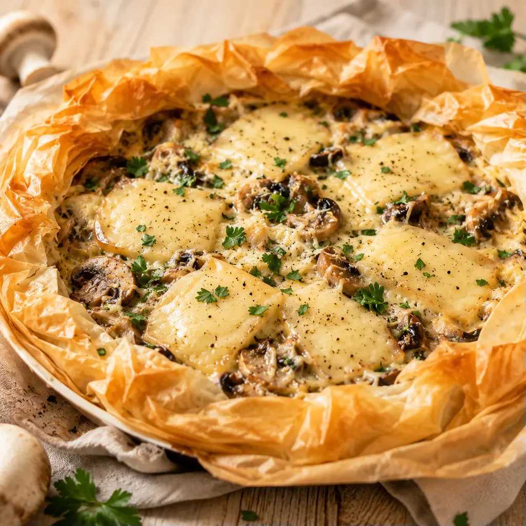 Champignons filo fromage