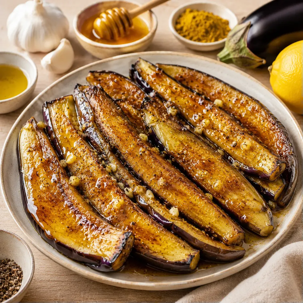 Aubergines miel curry