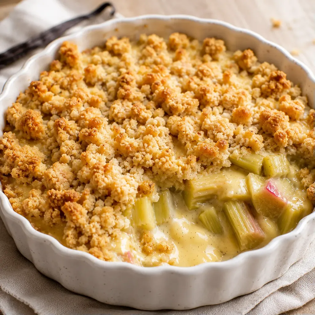 Vanille rhubarbe crumble