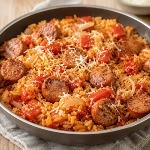 Riz délicieux et saucisses
