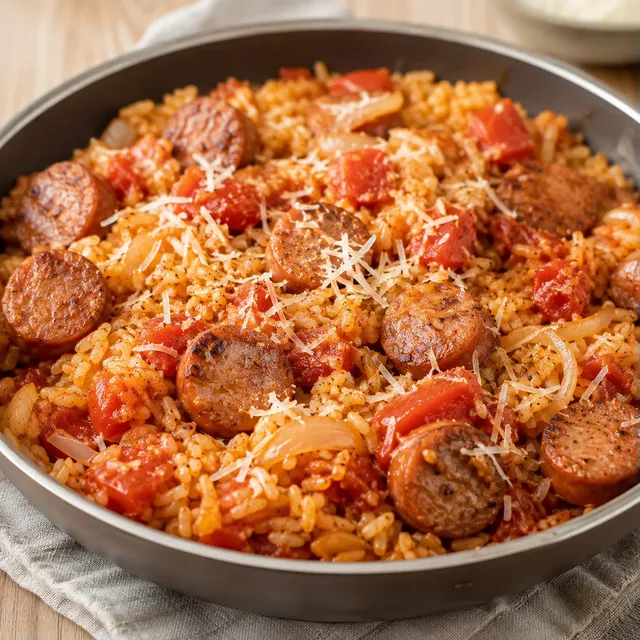 Riz délicieux et saucisses