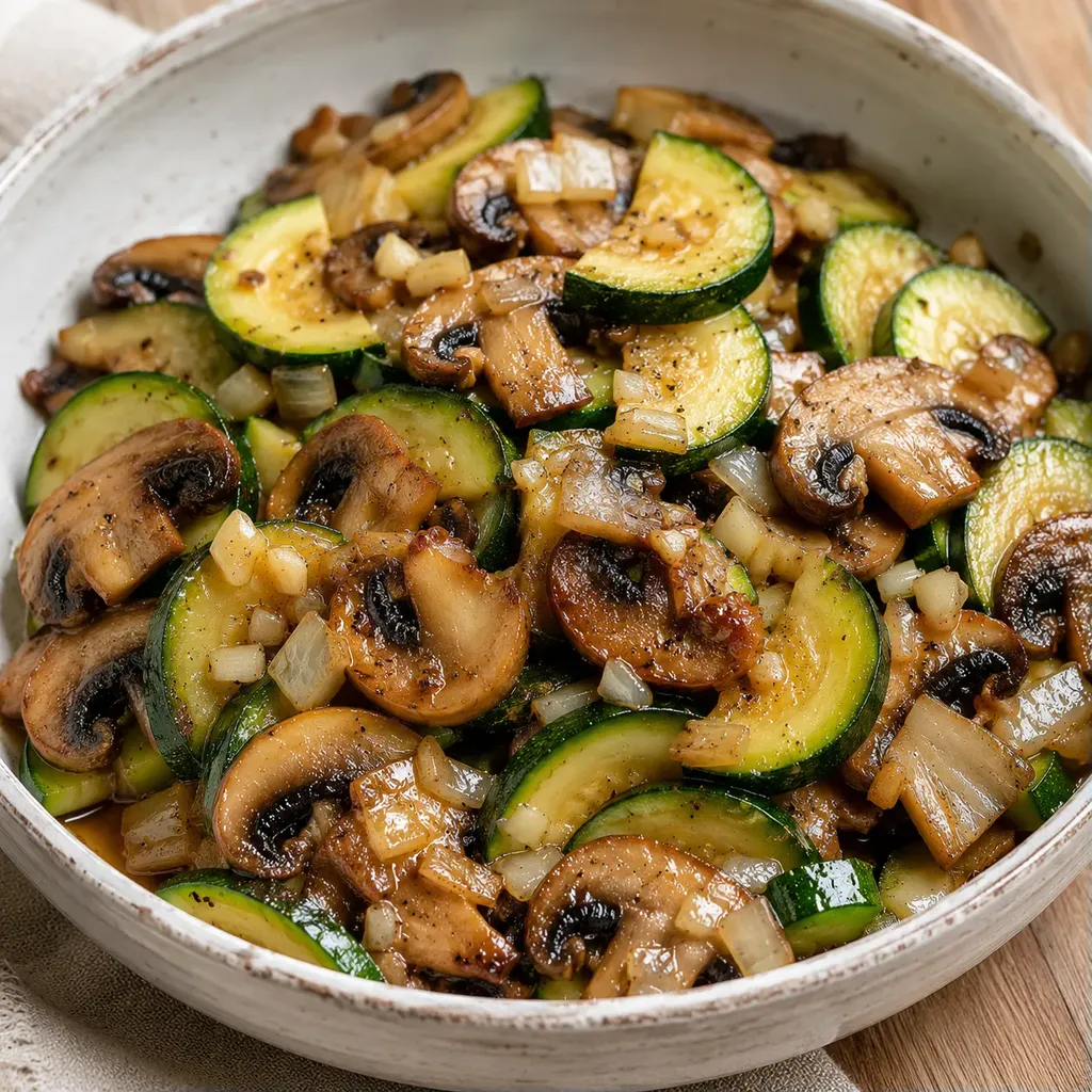 Courgettes et champignons sautés