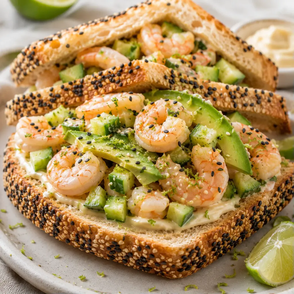 Crevettes et pain sésame