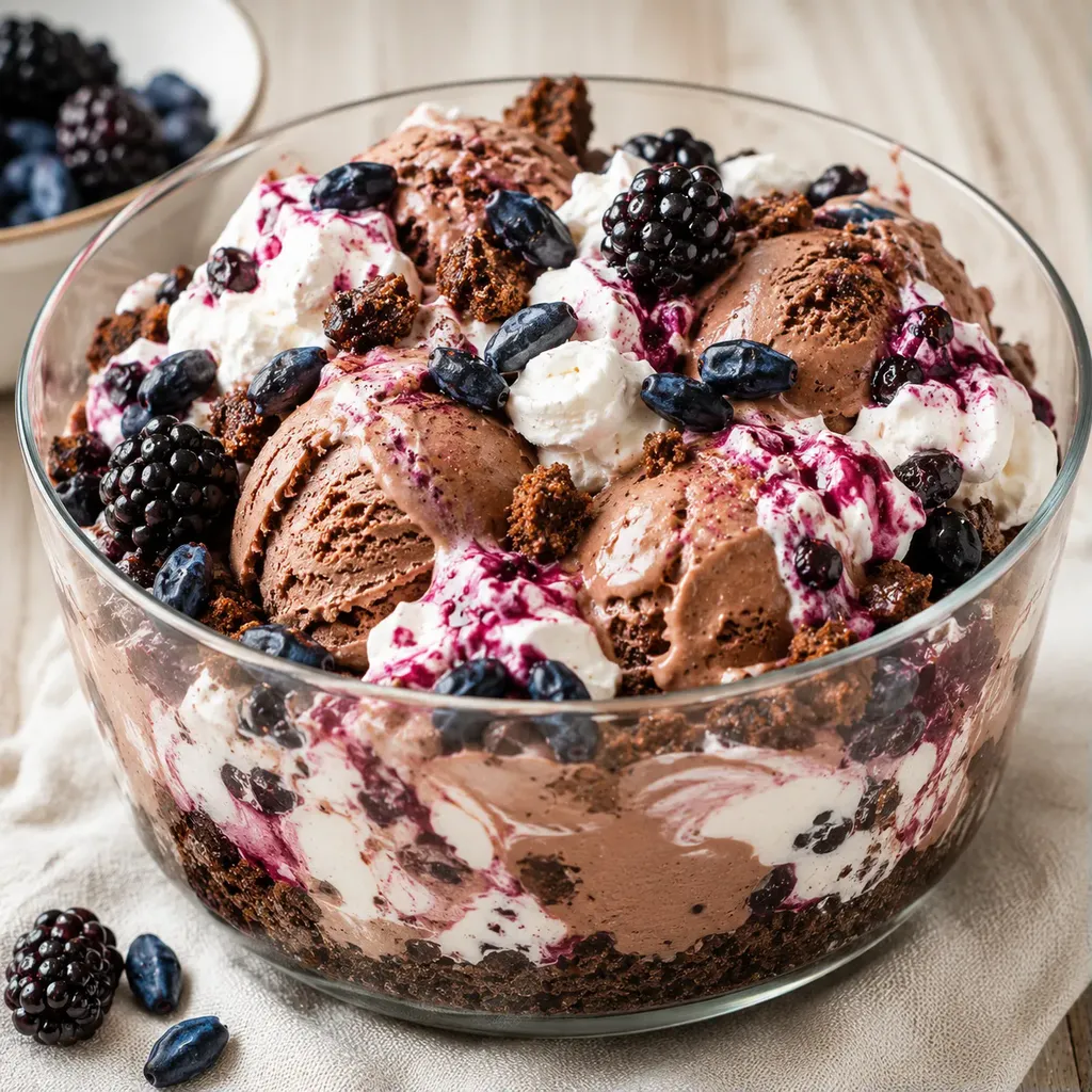Glace chocolat et fruits