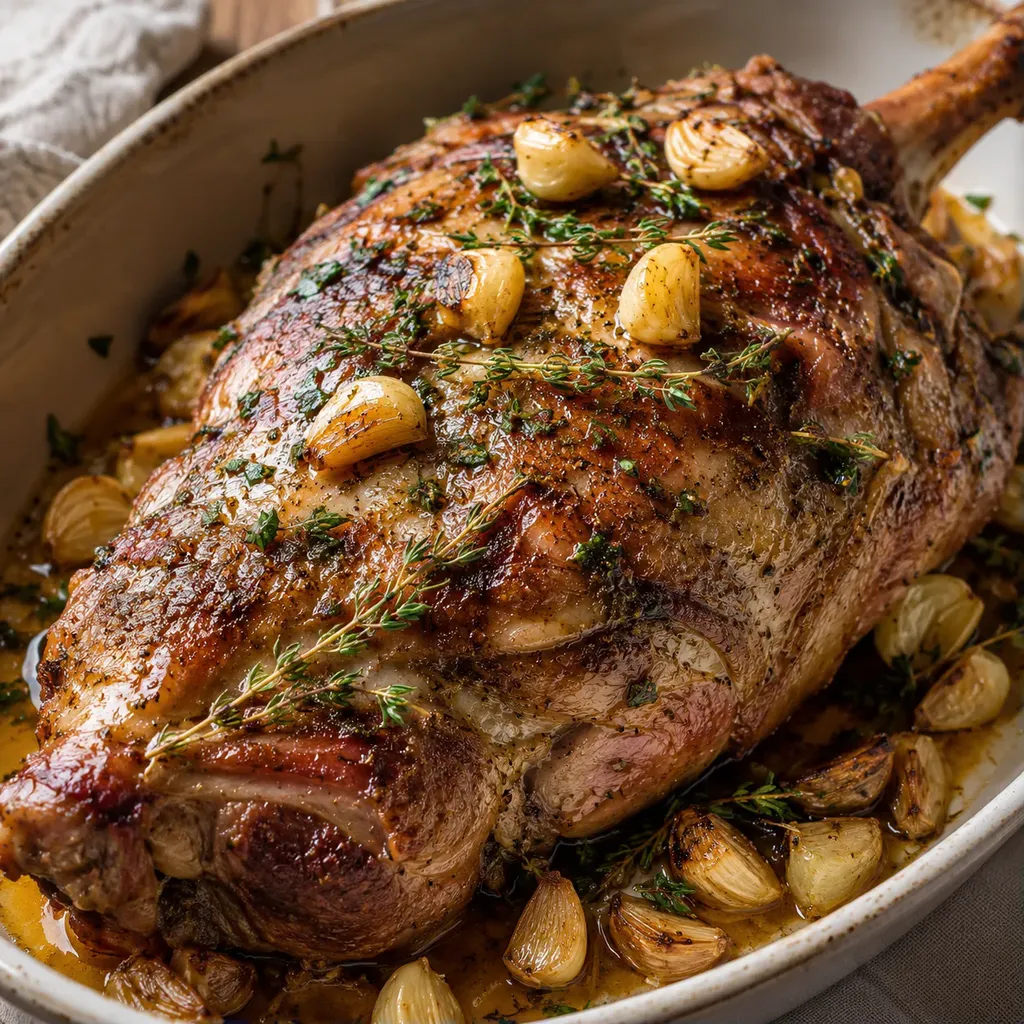 Agneau rôti à l'ail