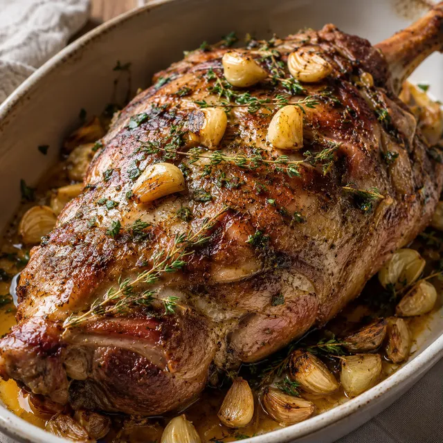 Agneau rôti à l'ail