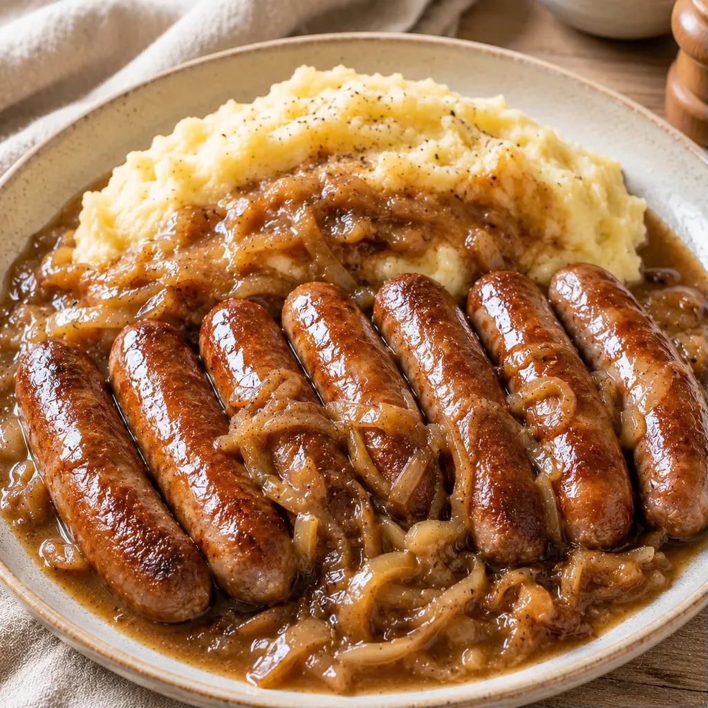 Saucisses et Purée Oignons