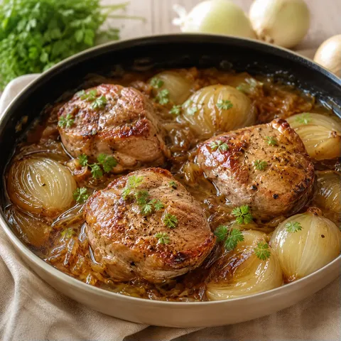 Porc miel oignons