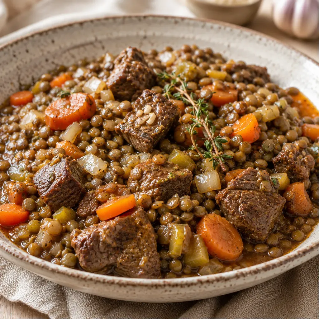 Lentilles et Bœuf aux Saveurs Orientales