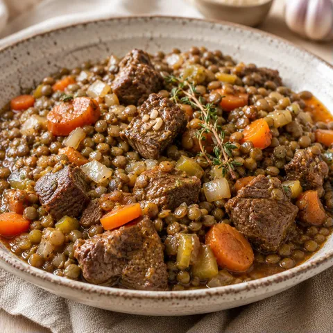Lentilles et Bœuf aux Saveurs Orientales