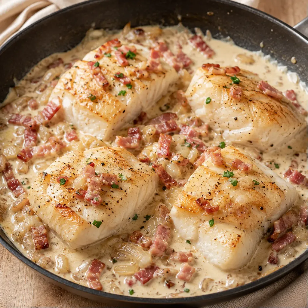 Crème et lardons