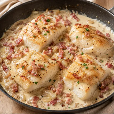 Crème et lardons