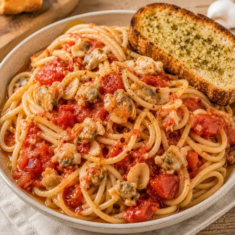 Pâtes, tomates et mactres