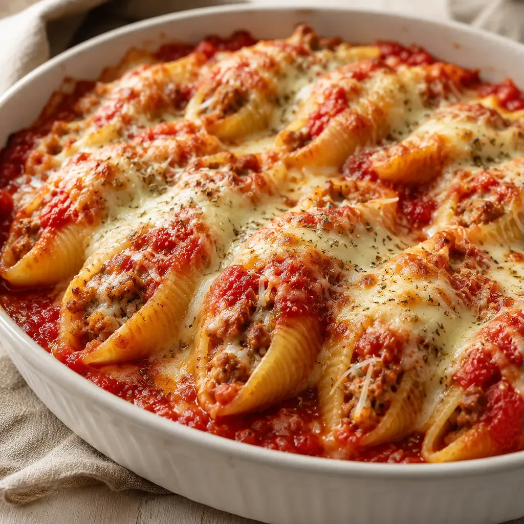 Bœuf et coquilles gratinées