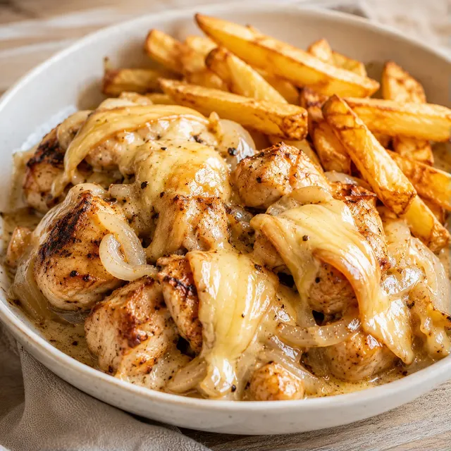 Poulet maroilles frites
