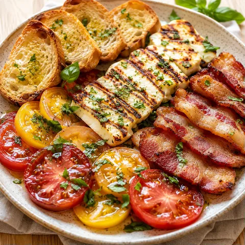Tomates et halloumi