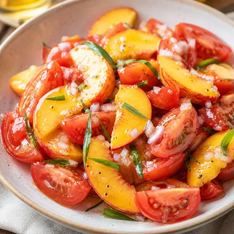 Pêches tomates fraîches