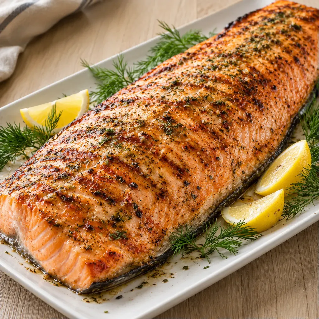 Grillé saumon entier