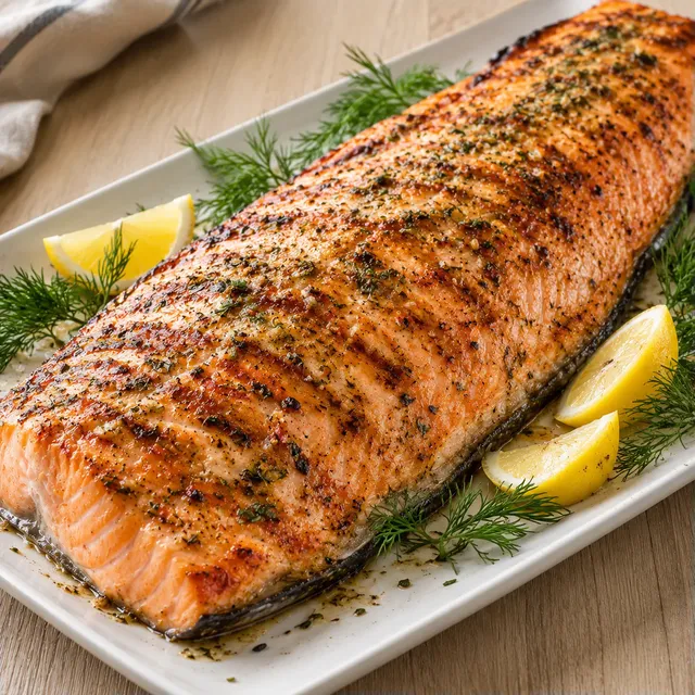Grillé saumon entier
