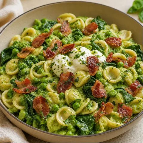 Pâtes pois labneh frais