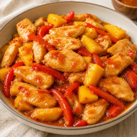 Poulet poivron mangue