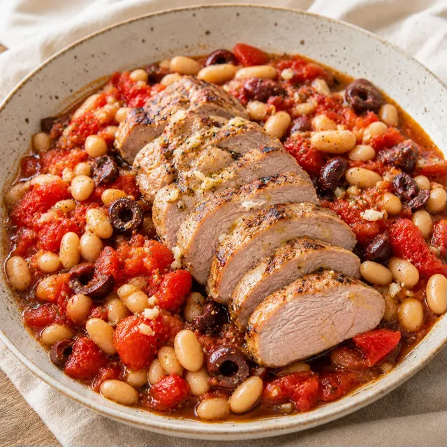 Porc grillé haricots