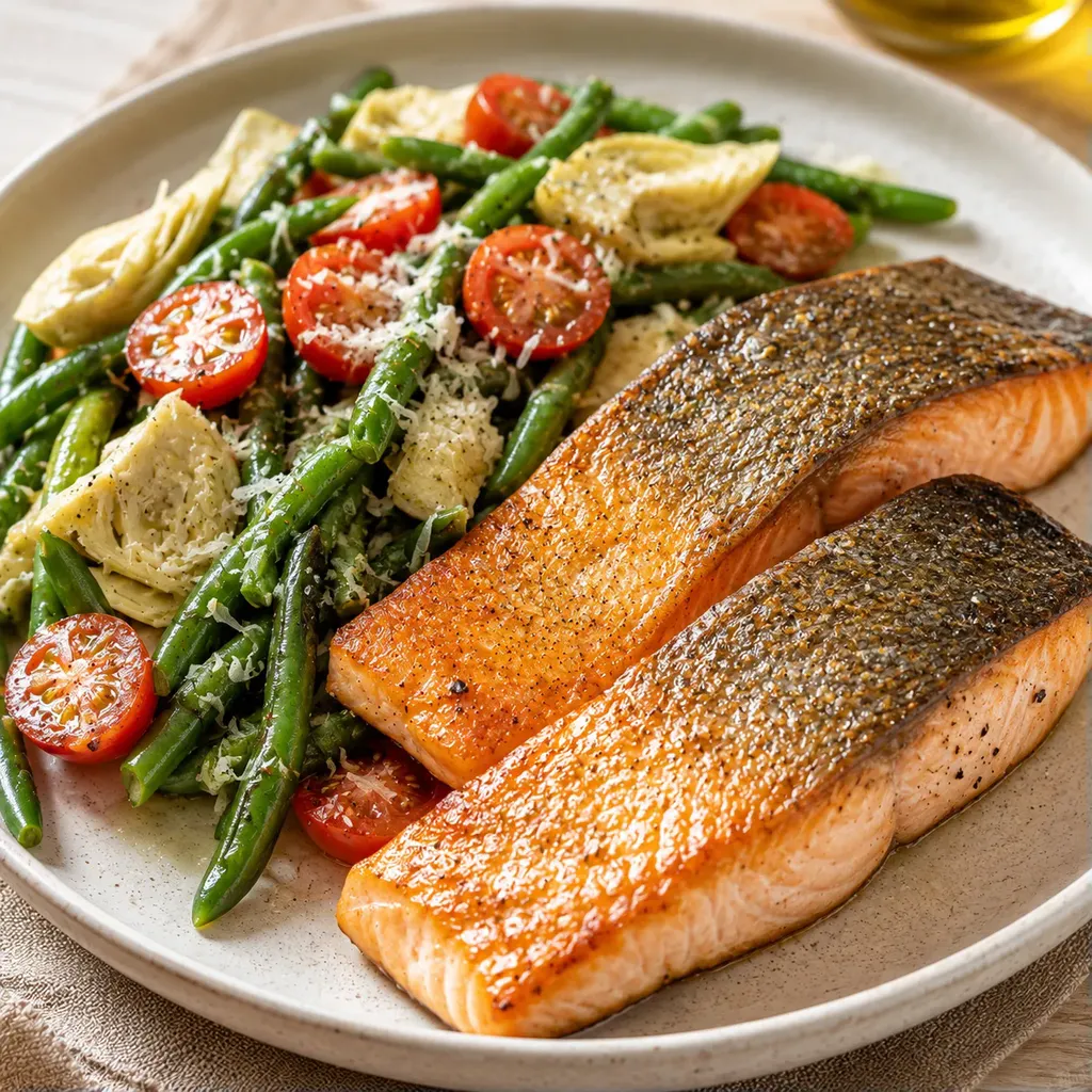 Saumon et haricots verts