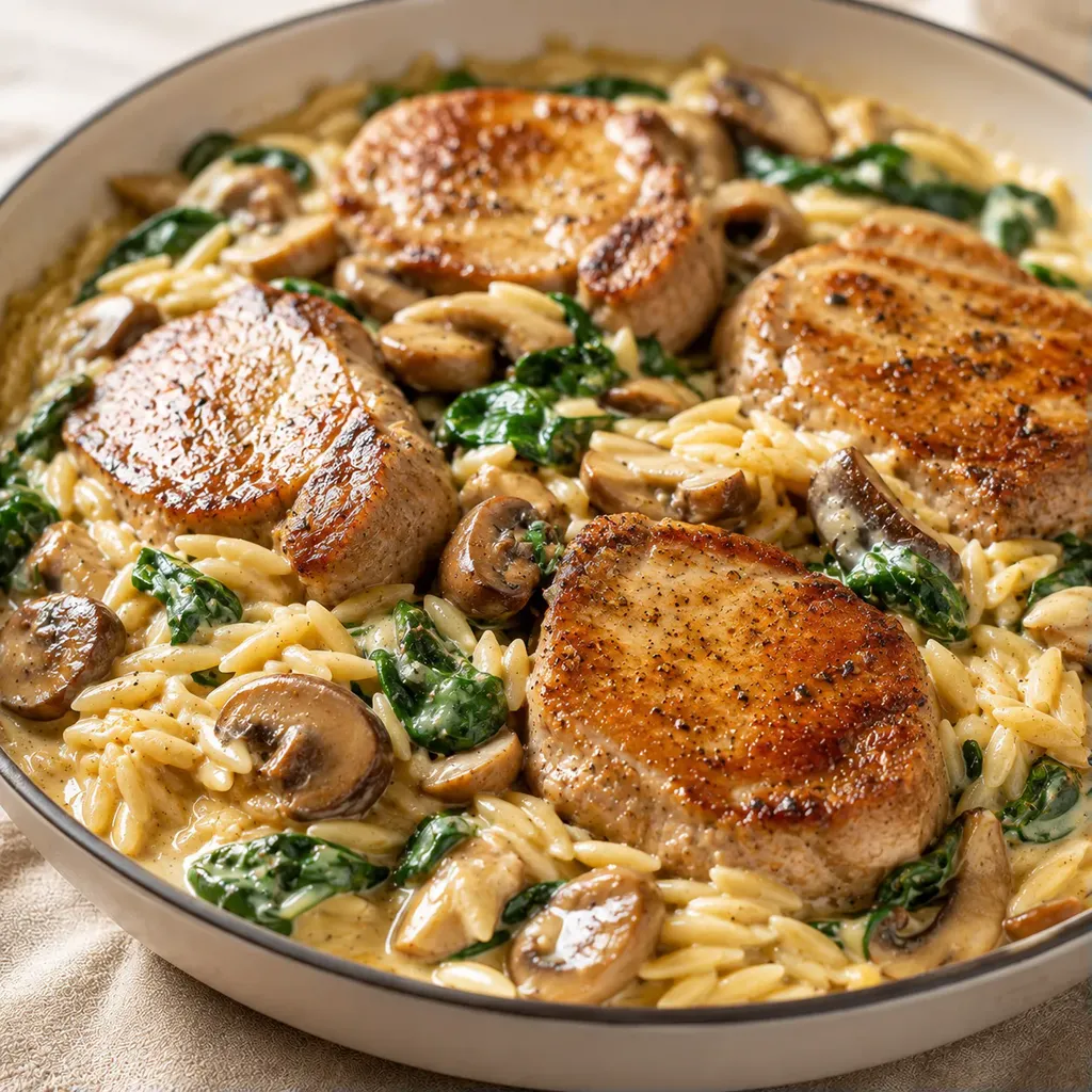 Porc crémeux orzo