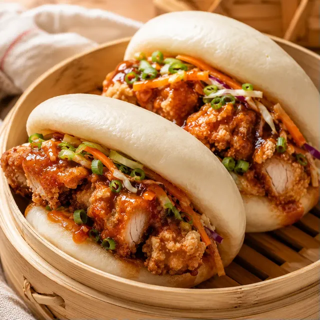 Bao moelleux poulet doré