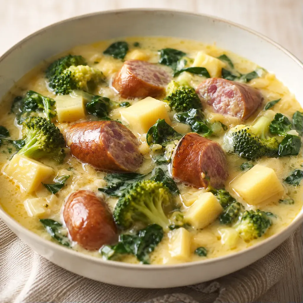 Brocoli cheddar saucisses