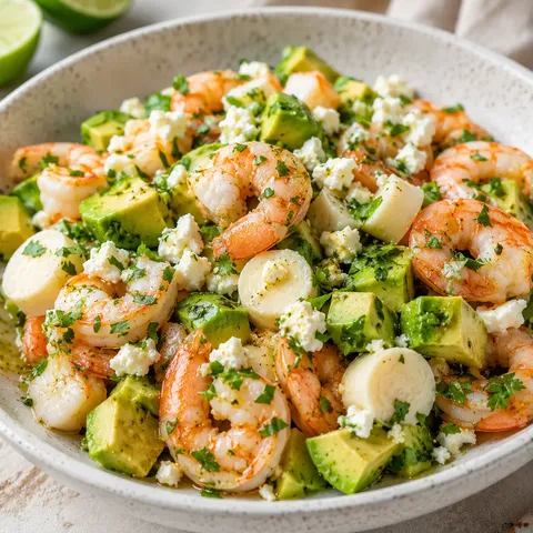 Crevettes et avocat frais