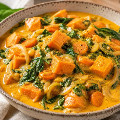 Curry doux patate et épinards