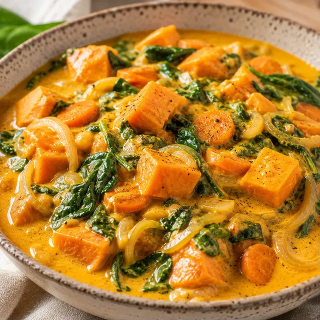 Curry doux patate et épinards