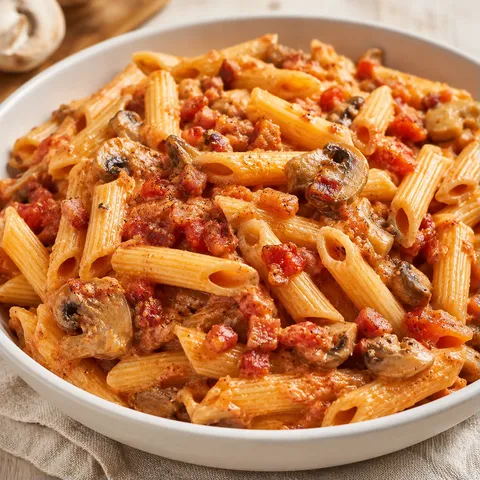 Pennes pancetta champignons