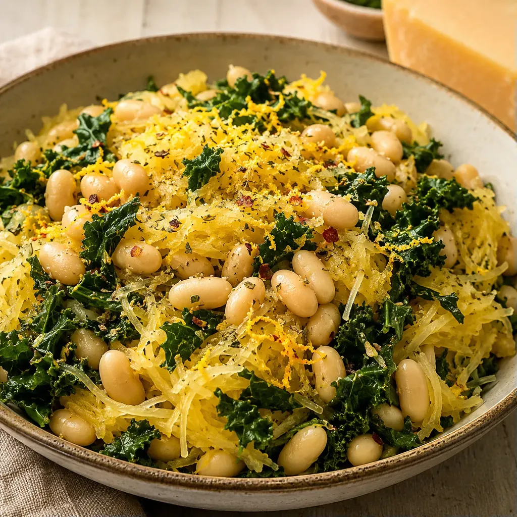 Courge spaghetti et kale