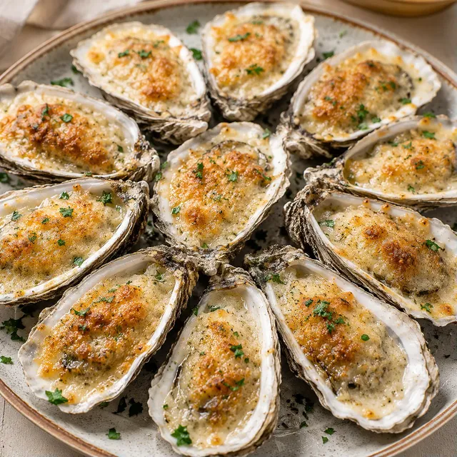 Four huîtres gratinées