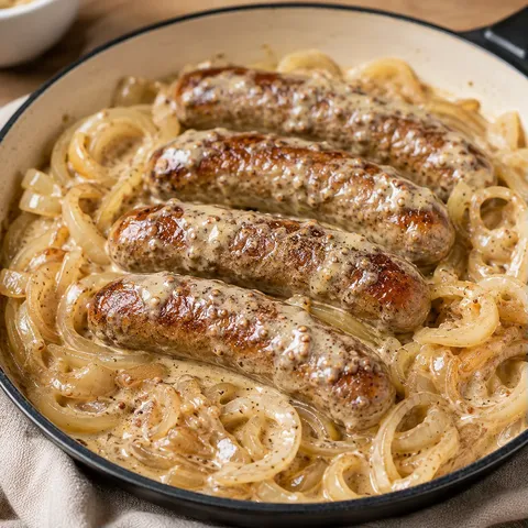 Moutarde et saucisses oignons