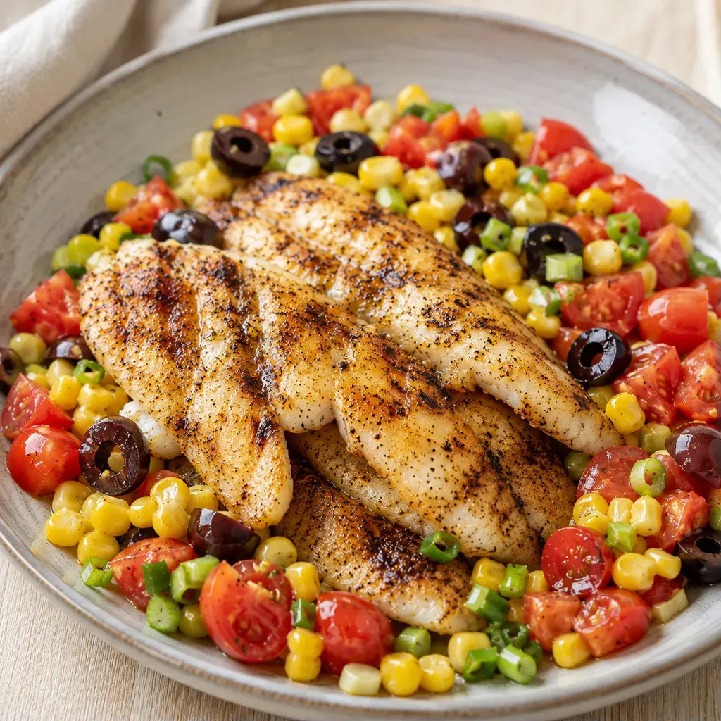 Tilapia grillé légumes frais