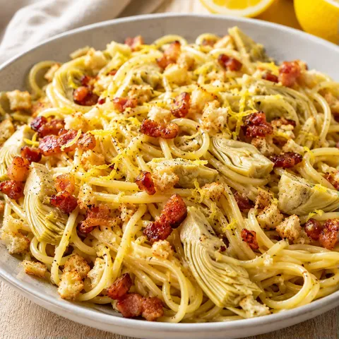 Linguines citron artichauts