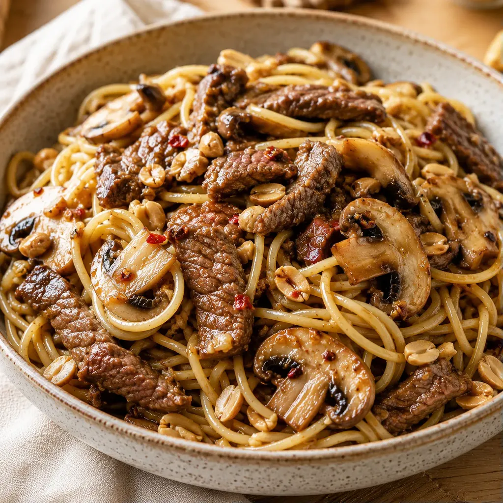 Boeuf champignons arachides