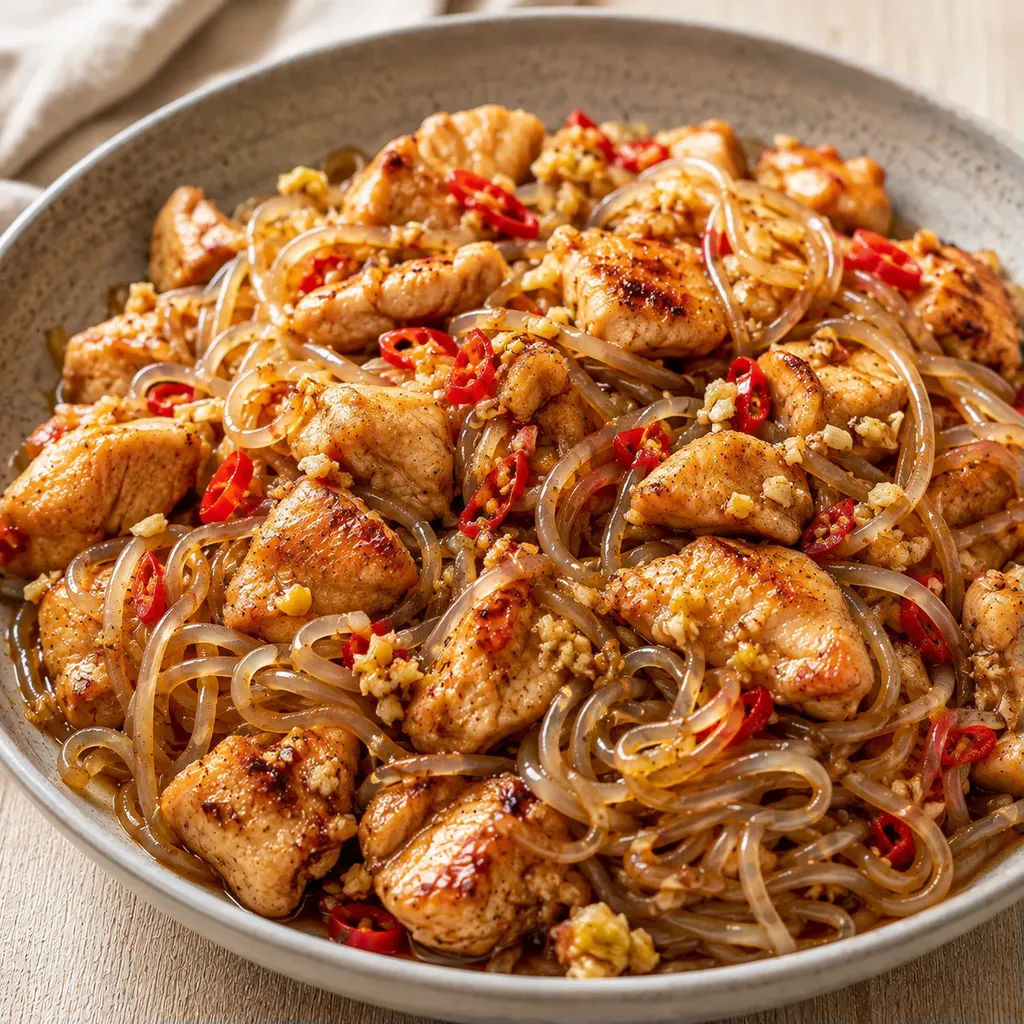 Poulet et nouilles konjac