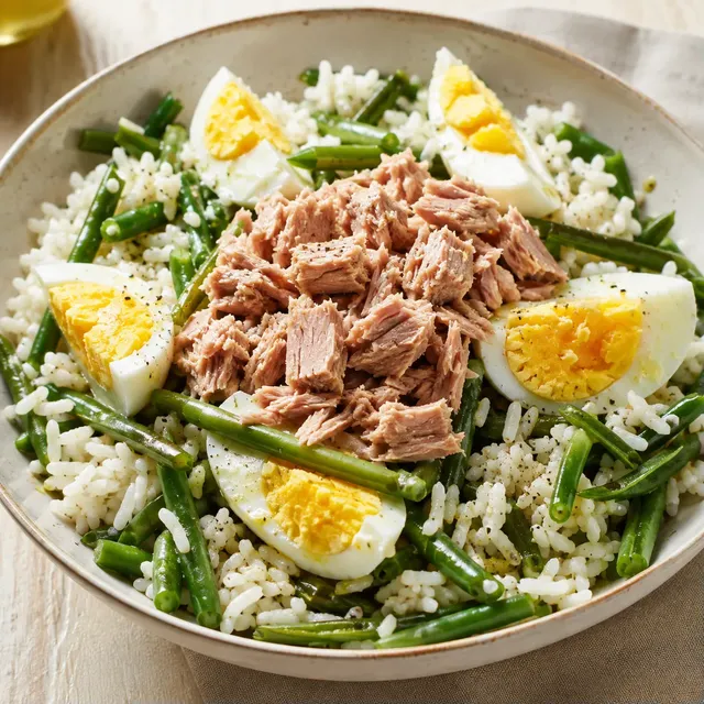 Riz thon œufs frais