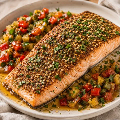 Saumon croûte salsa