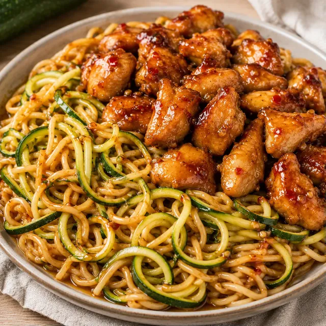 Poulet croustillant nouilles