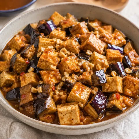 Aubergines tofu arachide
