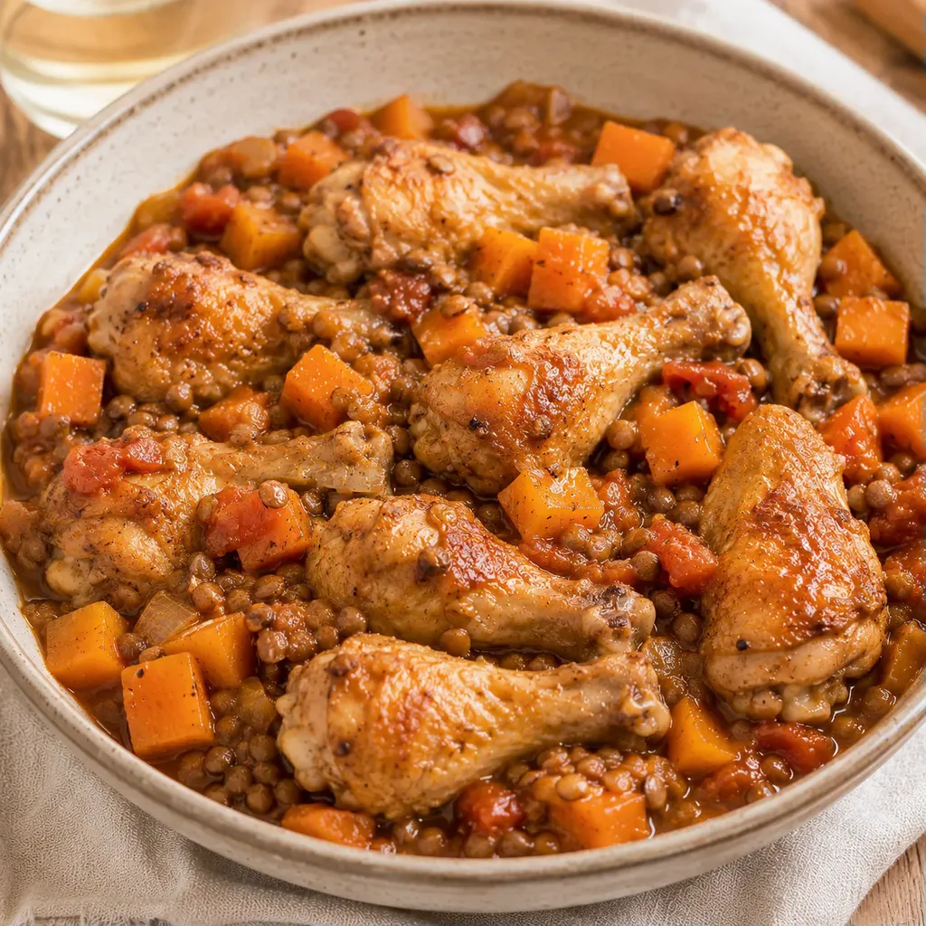 Poulet et lentilles