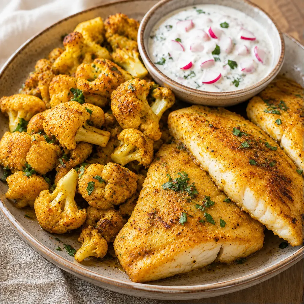 Chou-fleur et poisson